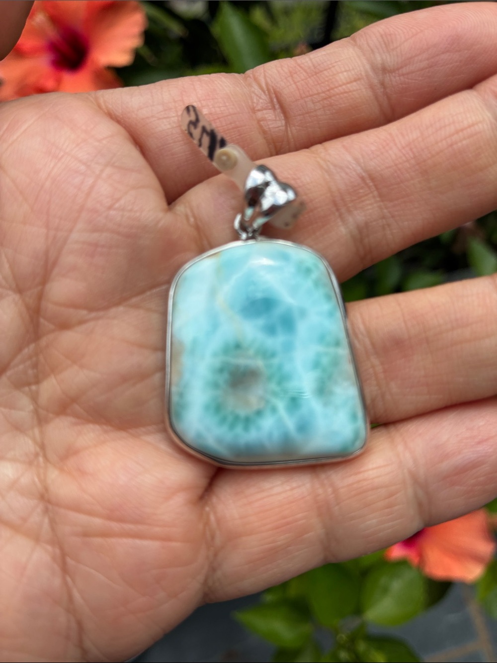 Handcrafted Blue Larimar Sterling Pendant Necklace